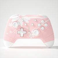 Pink Switch Pro Controller with White Cherry Flowers