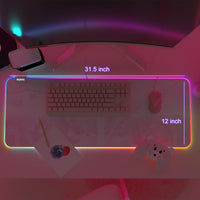 Mytrix Sakura Cherry Blossoms Pink RGB Gaming Mouse Pad, LED Soft Extended Large Office Mouse Pad, Anti-Slip Rubber Base, Keyboard Mouse Mat - Pink
