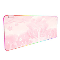 Mytrix Sakura Cherry Blossoms Pink RGB Gaming Mouse Pad, LED Soft Extended Large Office Mouse Pad, Anti-Slip Rubber Base, Keyboard Mouse Mat - Pink