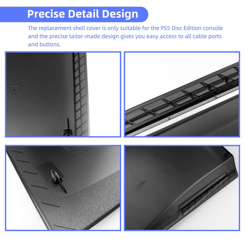 Mytrix 2-in-1 Translucent Black Faceplates for PS5 Disc Edition + RGB LED Light Strips Kit for PlayStation 5, LED Strip with Music Sync