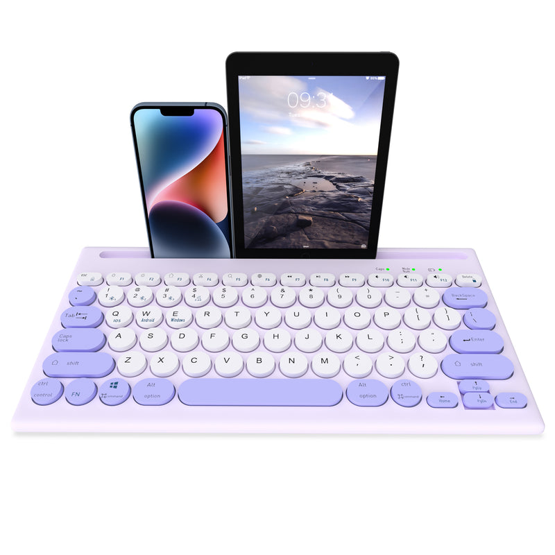 Mytrix Multi-Device Bluetooth Wireless Keyboard - Purple, with Easy-Switch for Up to 4 Devices, Laptop, Windows, Mac, Chrome OS, Android, iPadOS