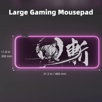 Mytrix Japanese Samurai RGB Gaming Mouse Pad, LED Soft Extended Large Office Mouse Pad, Anti-Slip Rubber Base, Keyboard Mouse Mat - Black