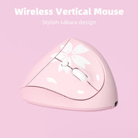 Mytrix Sakura Cherry Pink Wireless Ergonomic Vertical Mouse, 2.4GHz 800/1200/1600 DPI - Right Handed for Laptop, Desktop, Windows, Mac OS, Linux