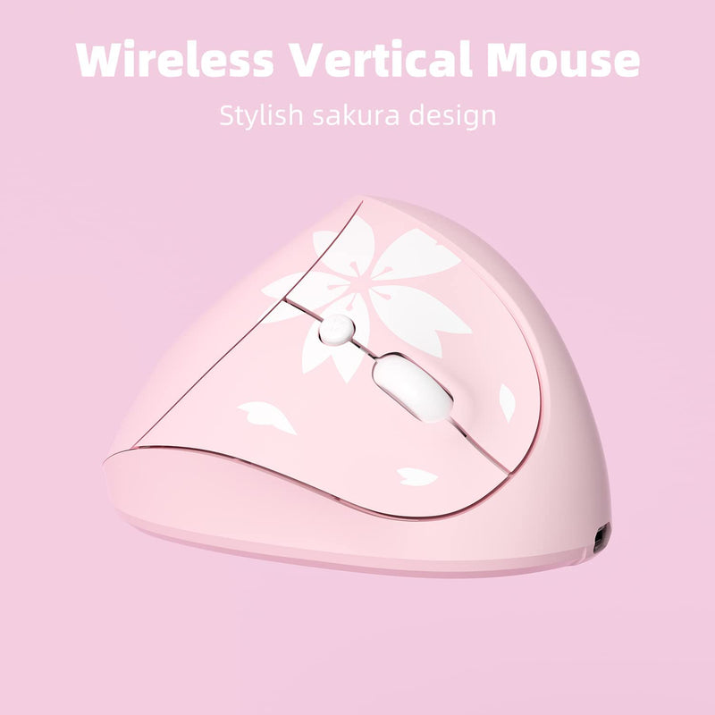 Cherry Blossom Pink Vertical Mouse with USB receiver
