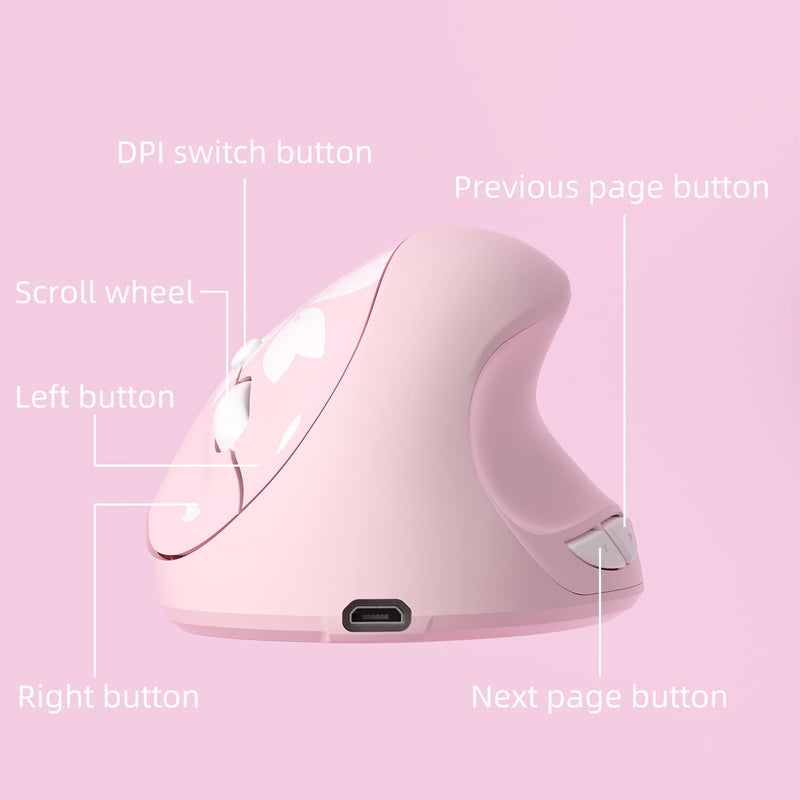 Cherry Blossom Pink Vertical Mouse with USB receiver