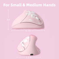 Mytrix Sakura Cherry Pink Wireless Ergonomic Vertical Mouse, 2.4GHz 800/1200/1600 DPI - Right Handed for Laptop, Desktop, Windows, Mac OS, Linux
