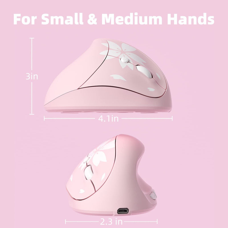 Cherry Blossom Pink Vertical Mouse with USB receiver
