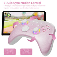 Mytrix Pink Glitter Gradient Wireless Pro RGB Controller with Programmable Back Buttons and Turbo, for Nintendo Switch, PC, Android & iOS