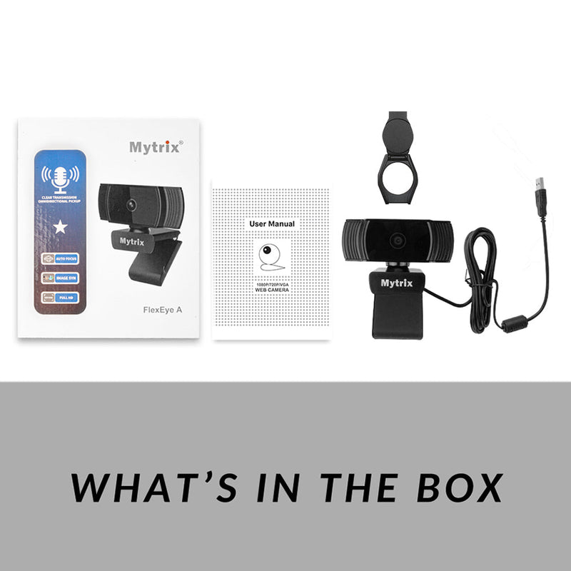 Mytrix Auto Focus Full HD 1080P Webcam with Privacy Cover, Built-in Noise Cancelling Mic, USB Webcam for Windows Mac PC Laptop Desktop Video Calling Conferencing Streaming, Skype Zoom Facebook YouTube Black