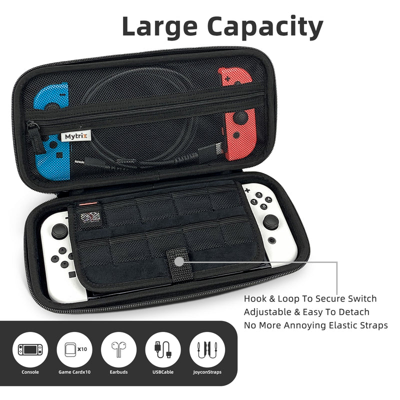 Mytrix Switch Carrying Case for Nintendo Switch & Newest Switch OLED, Japanese Samurai Protective Travel Storage Bag with Pocket & 10 Game Card Slots