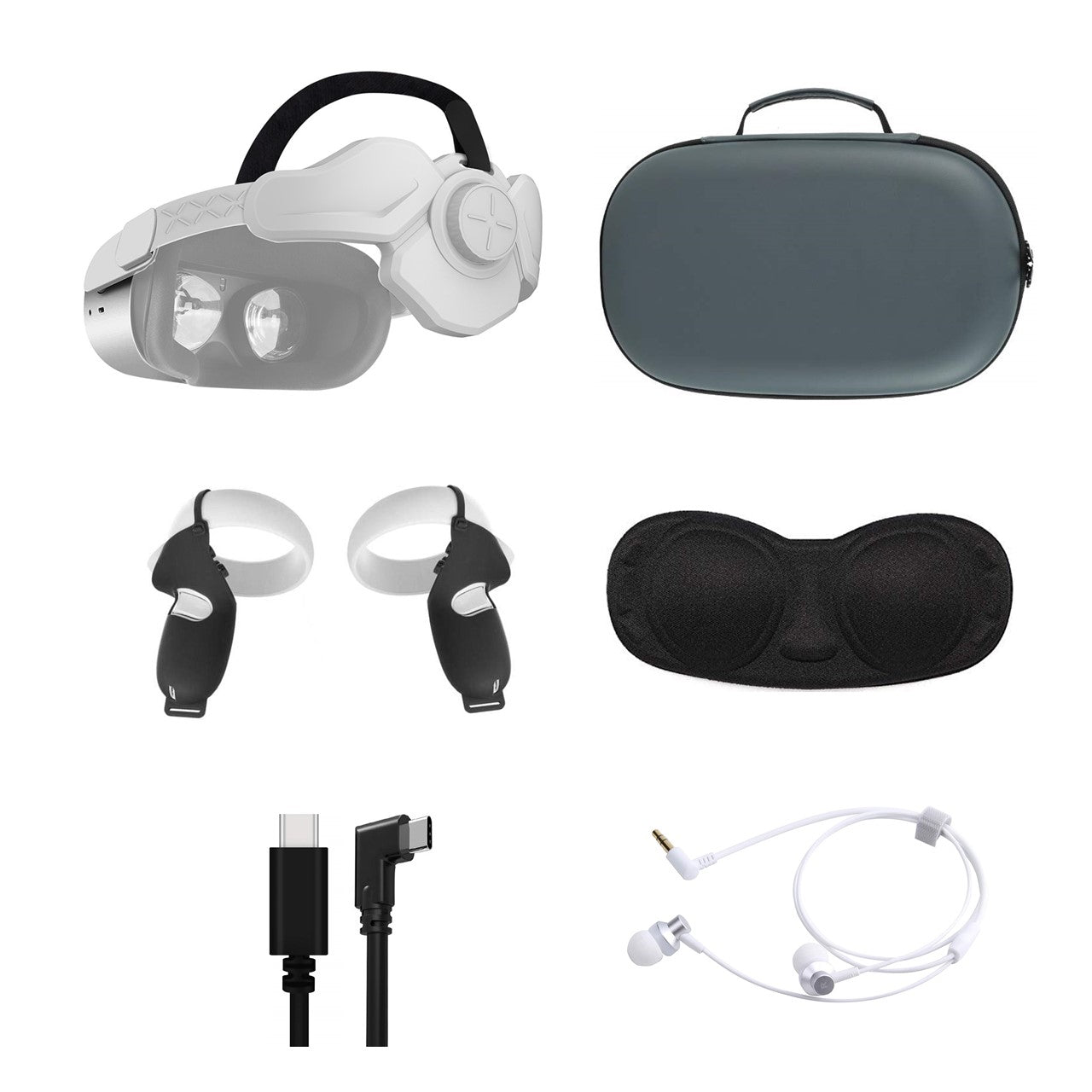 Adjustable Head Strap Bundle for Meta Oculus Quest 2 VR Headset Accessories