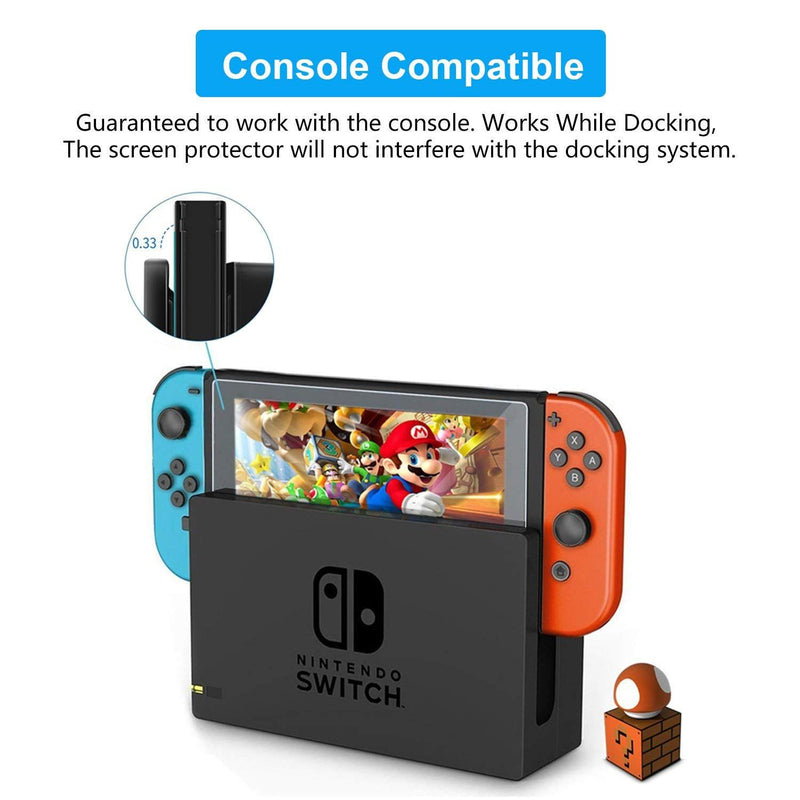Nintendo Switch Console Screen Protector - 9H Tempered Glass Screen Protector with Installation Guide Stickers and Wipes